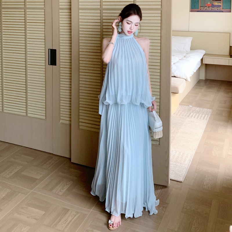 Sleeveless summer vest A-line skirt 2pcs set for women