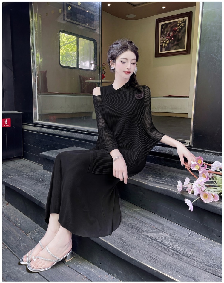 Stripe smock summer dress 2pcs set for women