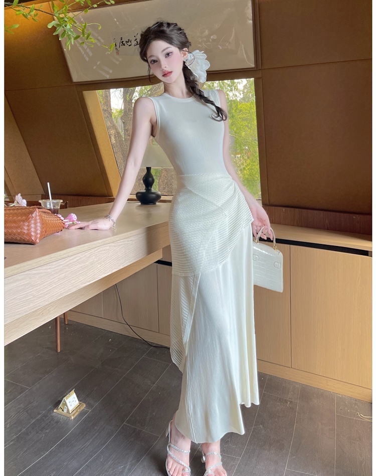 Stripe smock summer dress 2pcs set for women