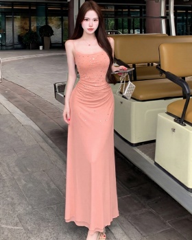 Retro temperament dress rhinestone summer long dress