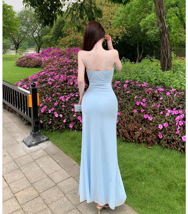 Retro temperament dress rhinestone summer long dress
