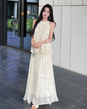 Temperament tops vacation skirt 2pcs set for women