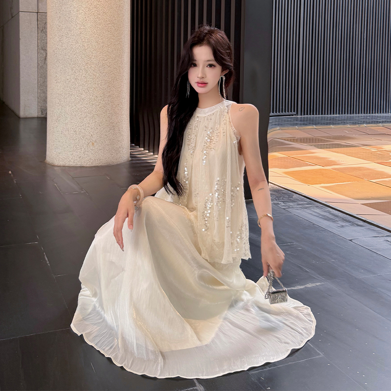 Temperament tops vacation skirt 2pcs set for women