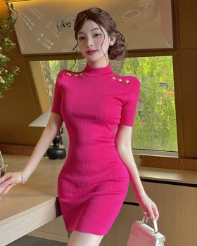 Knitted light luxury dress chanelstyle T-back for women