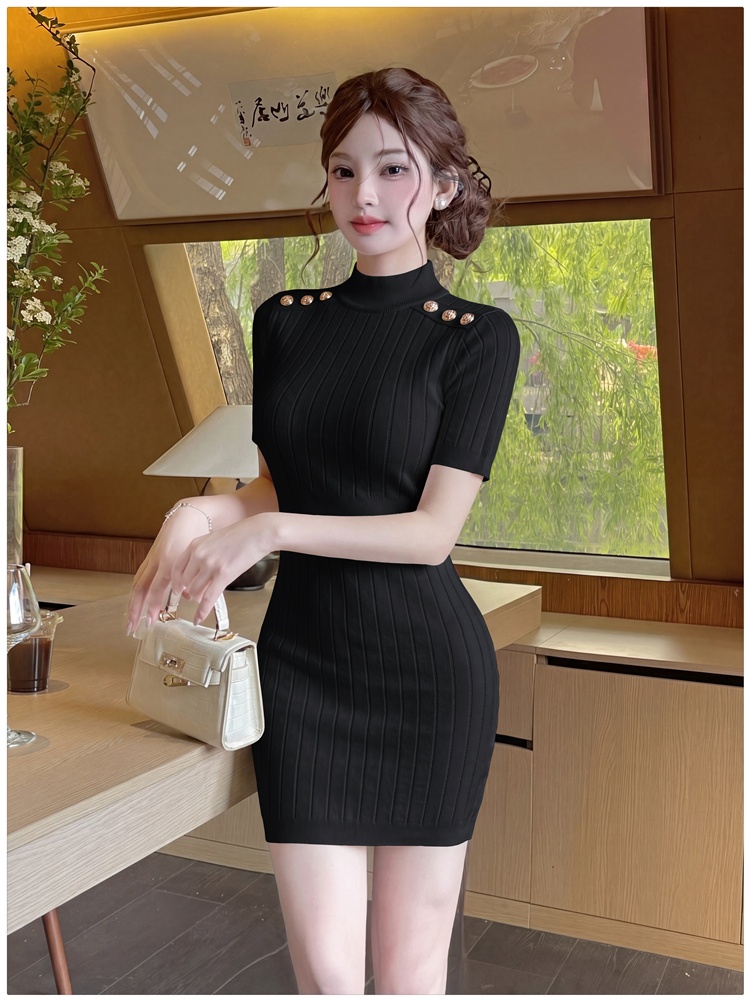 Knitted light luxury dress chanelstyle T-back for women