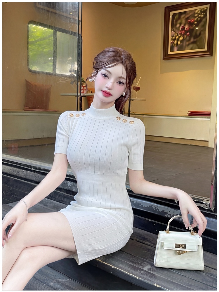 Knitted light luxury dress chanelstyle T-back for women