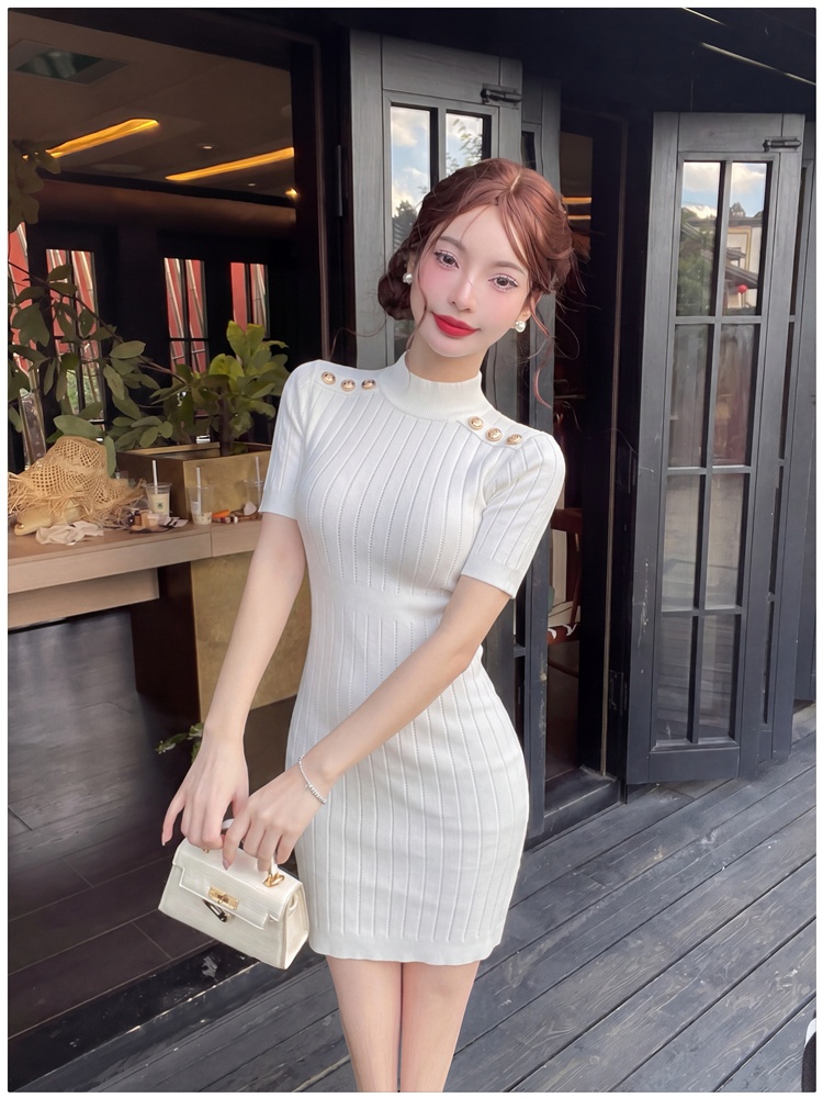 Knitted light luxury dress chanelstyle T-back for women