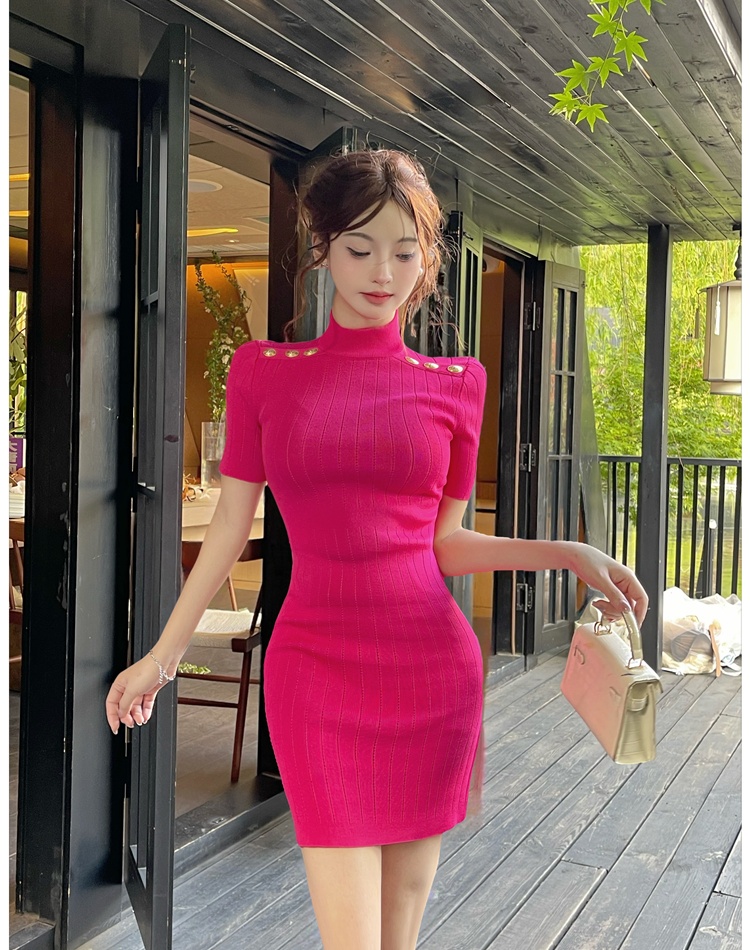 Knitted light luxury dress chanelstyle T-back for women