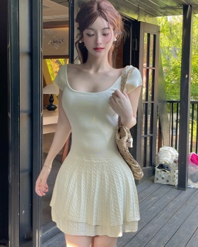 Summer T-back lotus leaf edges dress for women