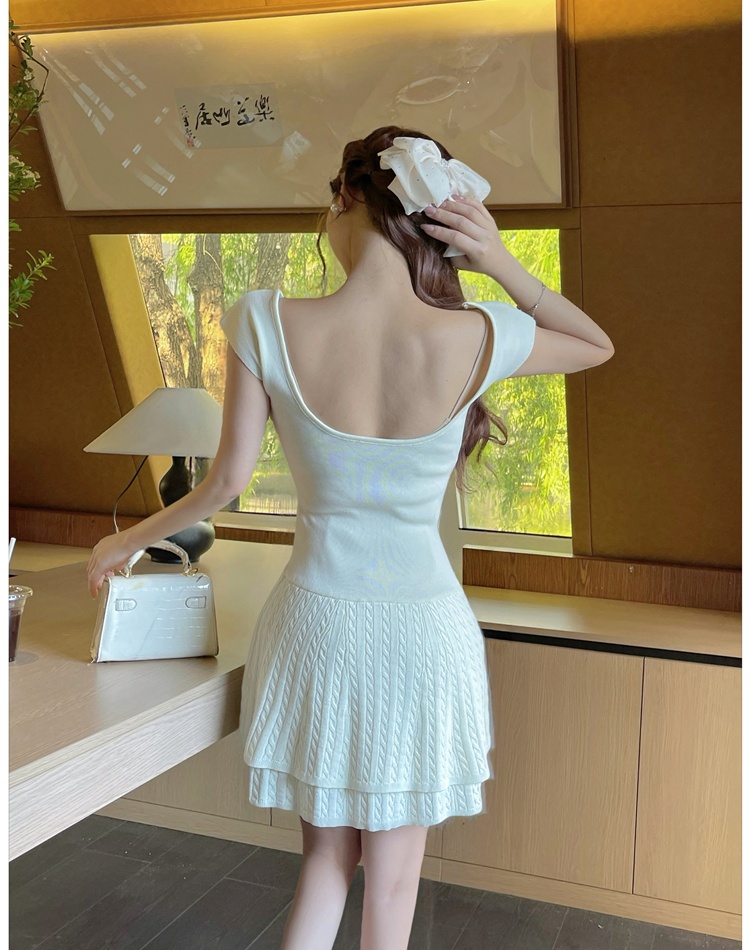 Summer T-back lotus leaf edges dress for women