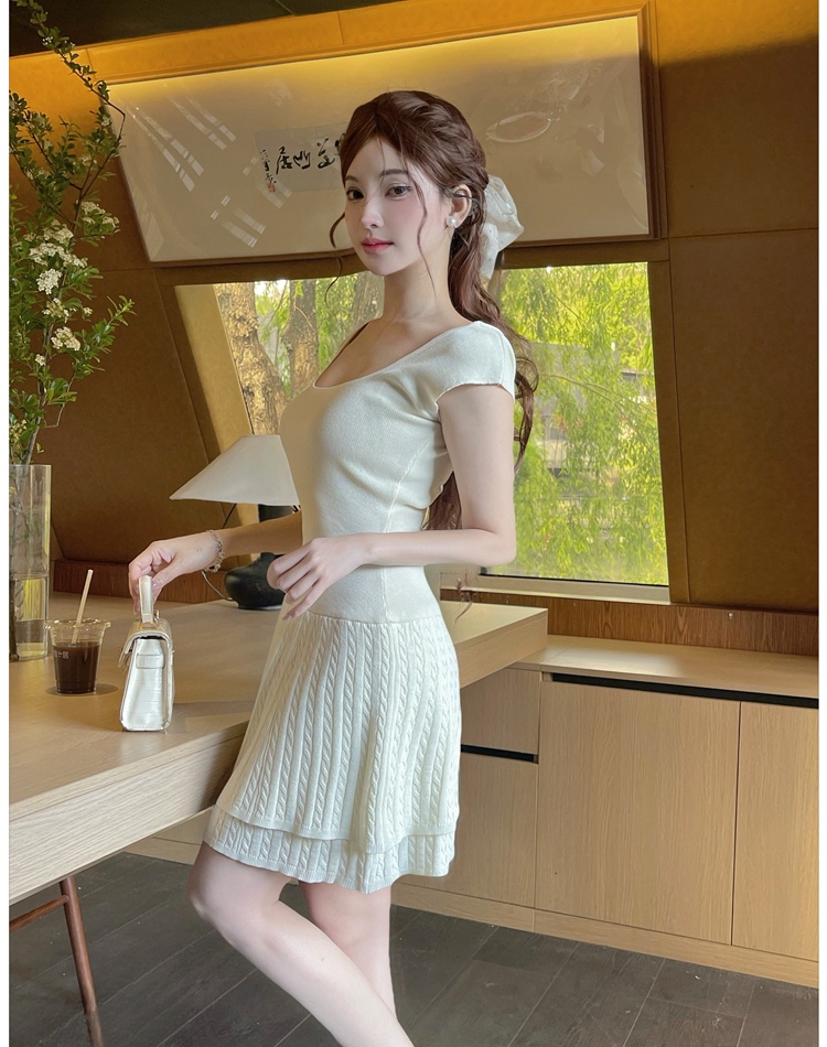 Summer T-back lotus leaf edges dress for women