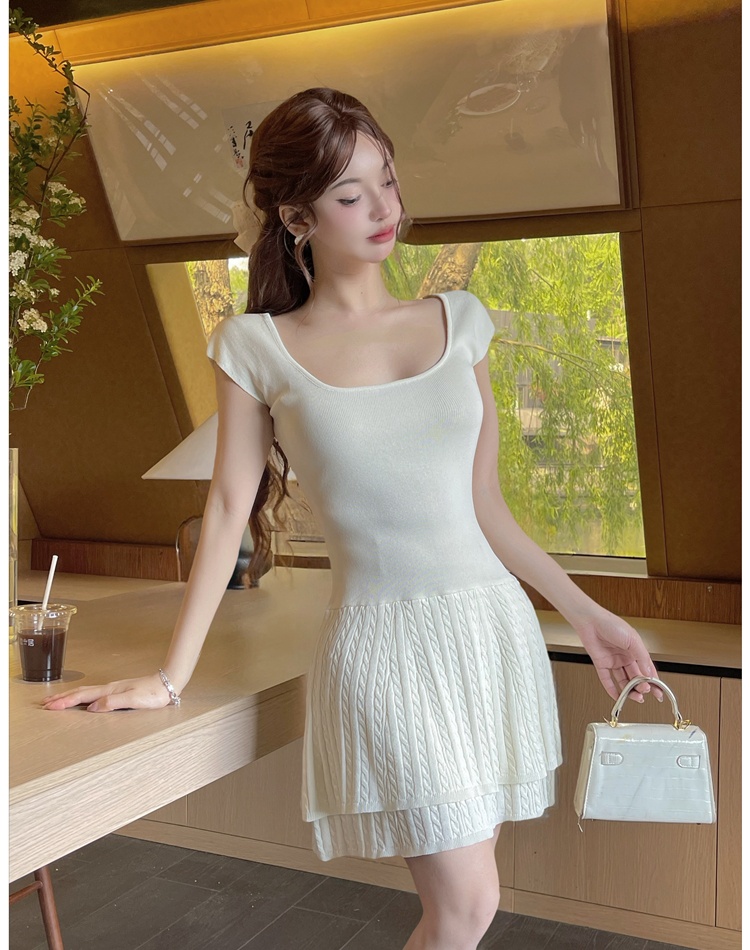 Summer T-back lotus leaf edges dress for women