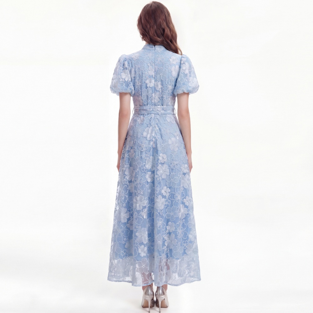 Tender slim cstand collar pinched waist France style dress
