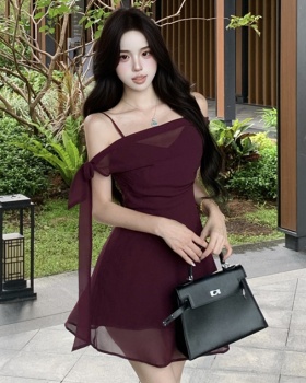 Summer wear temperament enticement chiffon halter dress