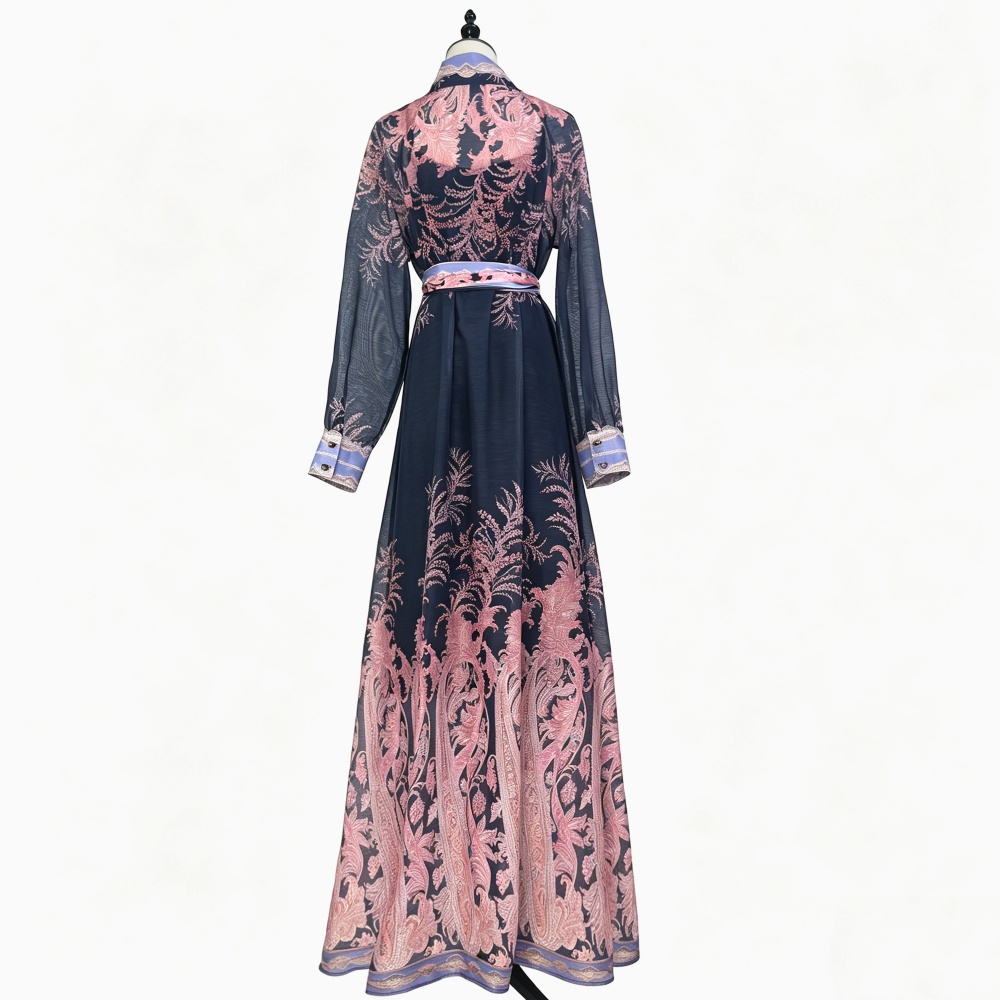 Temperament long dress single-breasted dress