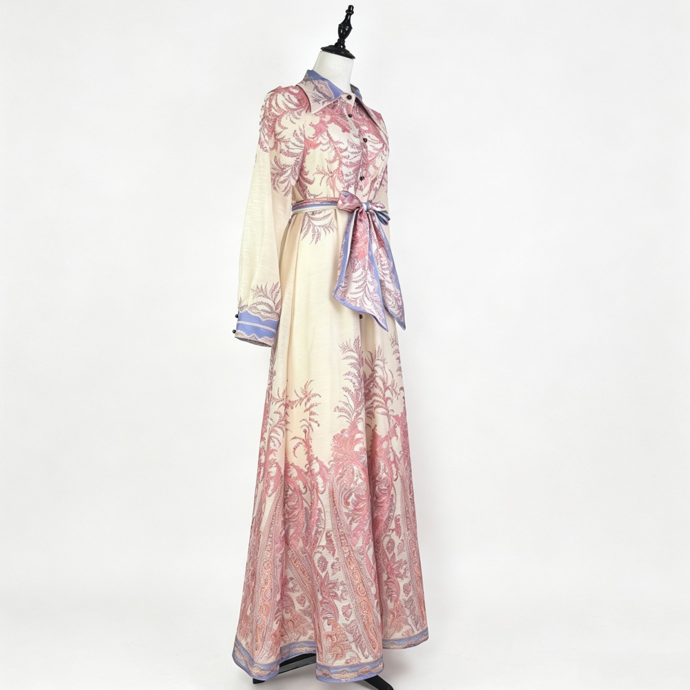 Temperament long dress single-breasted dress