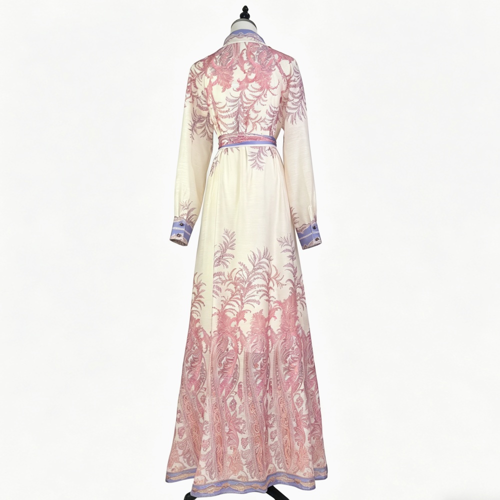 Temperament long dress single-breasted dress