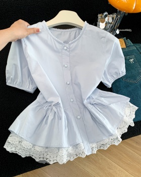 Loose Korean style shirt short sleeve tops for women