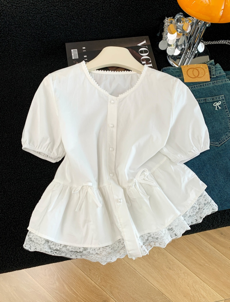 Loose Korean style shirt short sleeve tops for women