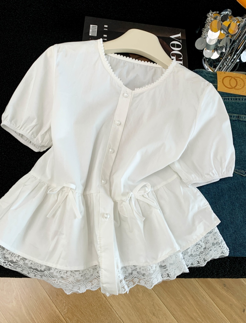 Loose Korean style shirt short sleeve tops for women