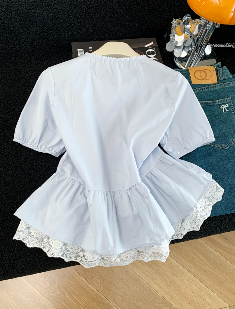 Loose Korean style shirt short sleeve tops for women
