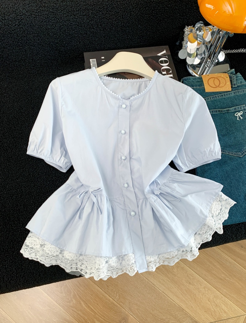 Loose Korean style shirt short sleeve tops for women