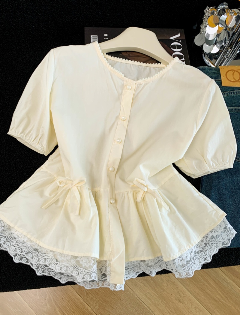 Loose Korean style shirt short sleeve tops for women