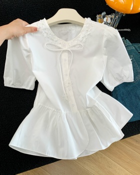Summer sweet bow shirt Western style flowers tops