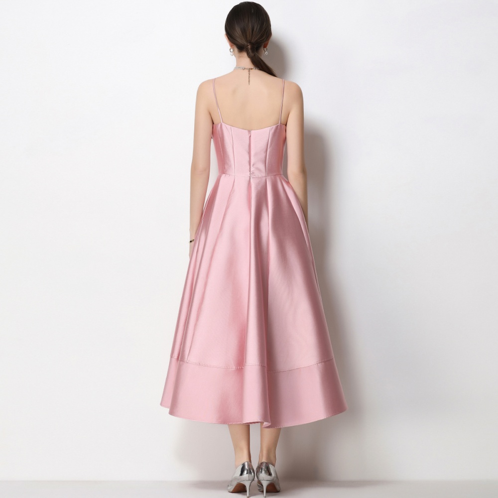 Sling ladies dress big skirt pinched waist formal dress