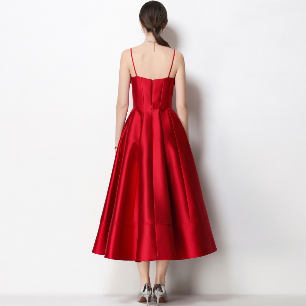 Flowers big skirt dress wrapped chest ladies formal dress