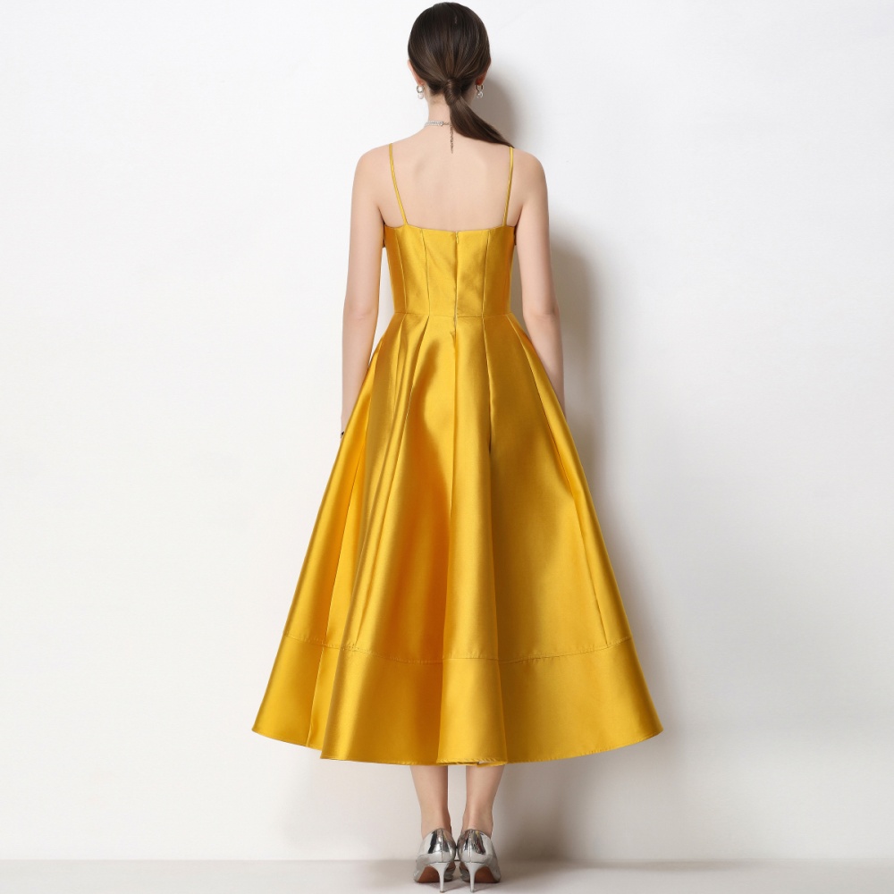 Flowers stereoscopic sling formal dress big skirt satin dress