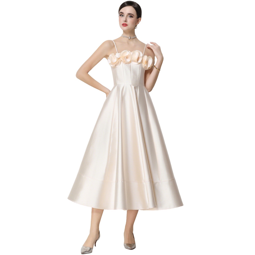 Stereoscopic satin dress sling big skirt formal dress
