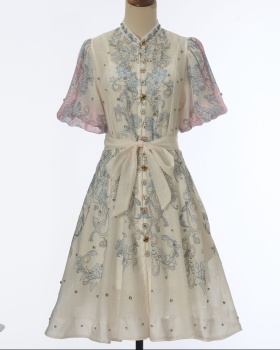 Luxurious silk linen slim with sling colors diamond dress