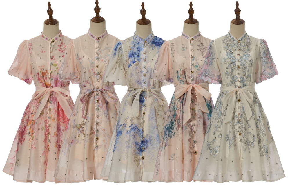 Luxurious silk linen slim with sling colors diamond dress