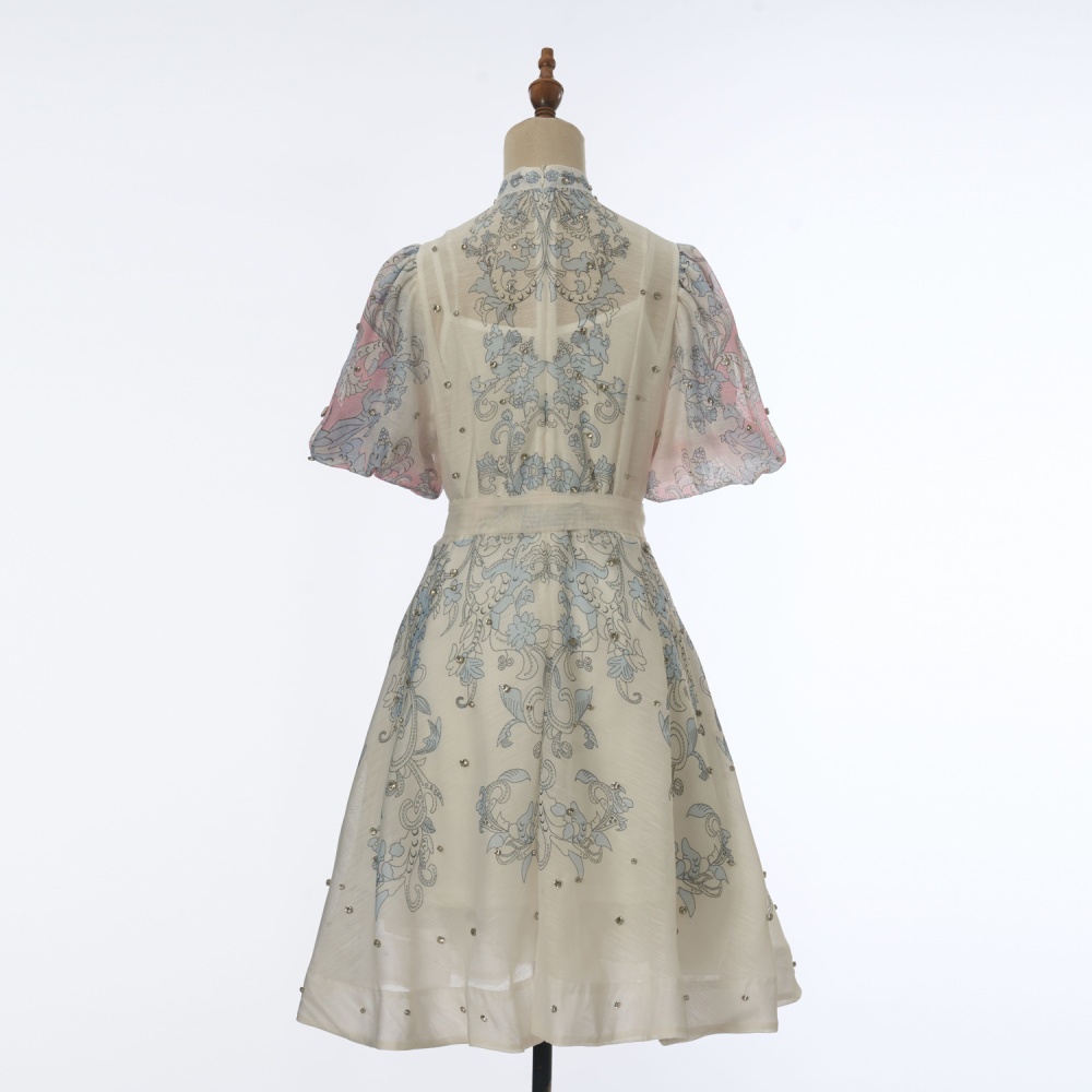 Luxurious silk linen slim with sling colors diamond dress