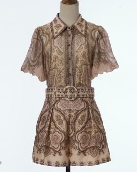 Pattern flowers tops fashion shorts a set