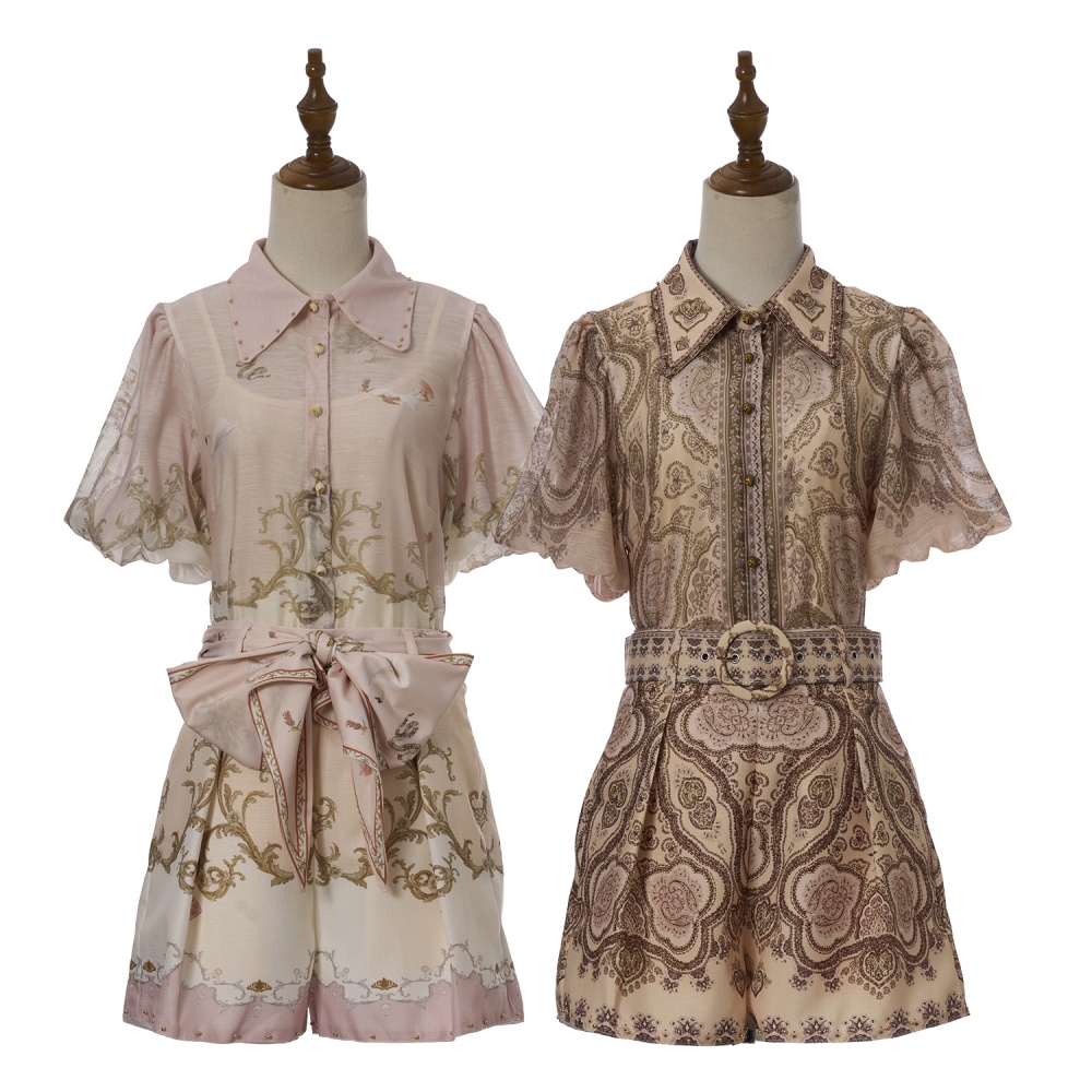 Pattern flowers tops fashion shorts a set