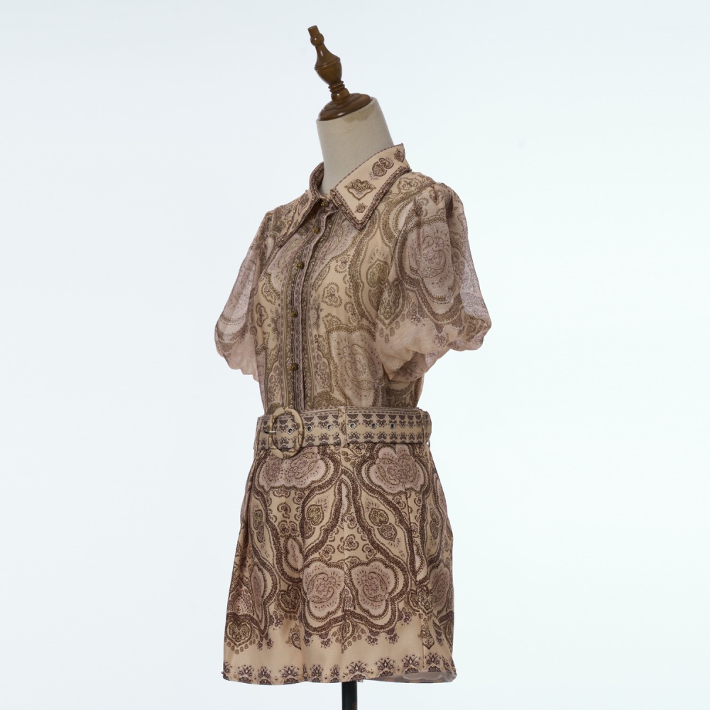 Pattern flowers tops fashion shorts a set