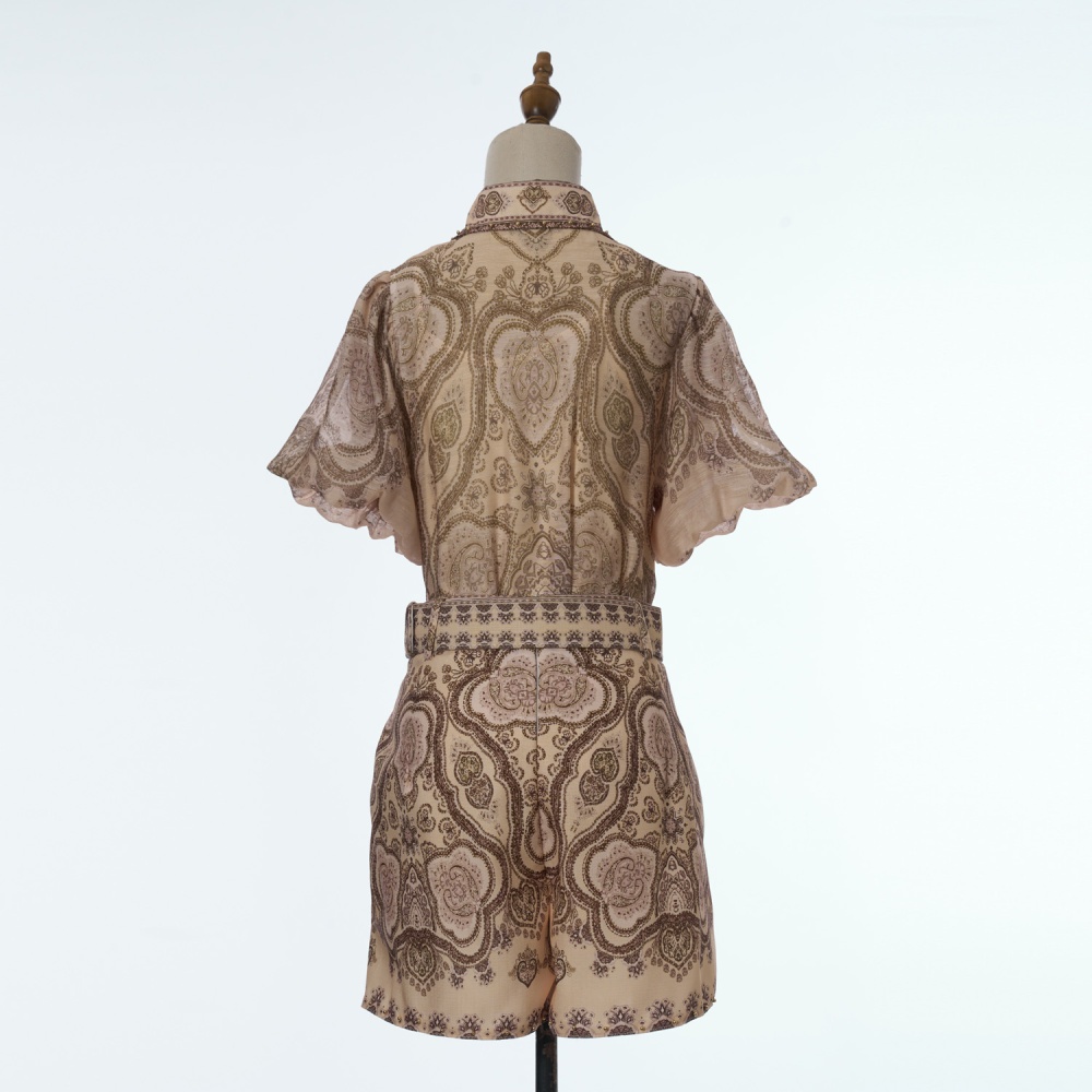 Pattern flowers tops fashion shorts a set