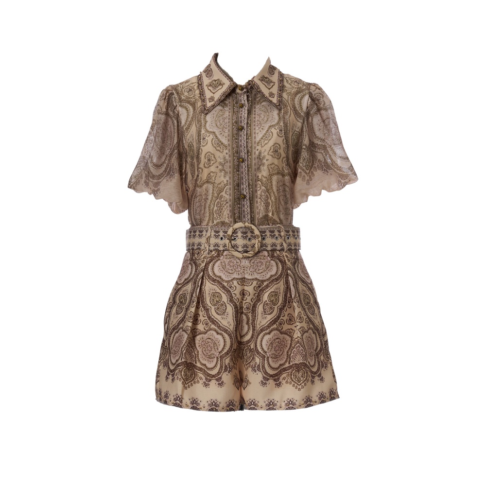 Pattern flowers tops fashion shorts a set