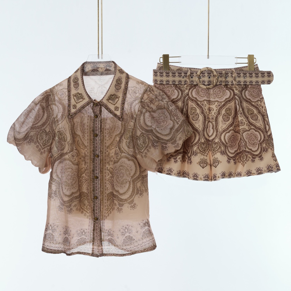 Pattern flowers tops fashion shorts a set