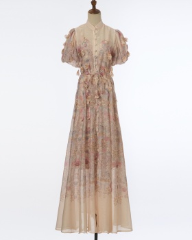 Long high collar dress colors long dress 2pcs set for women