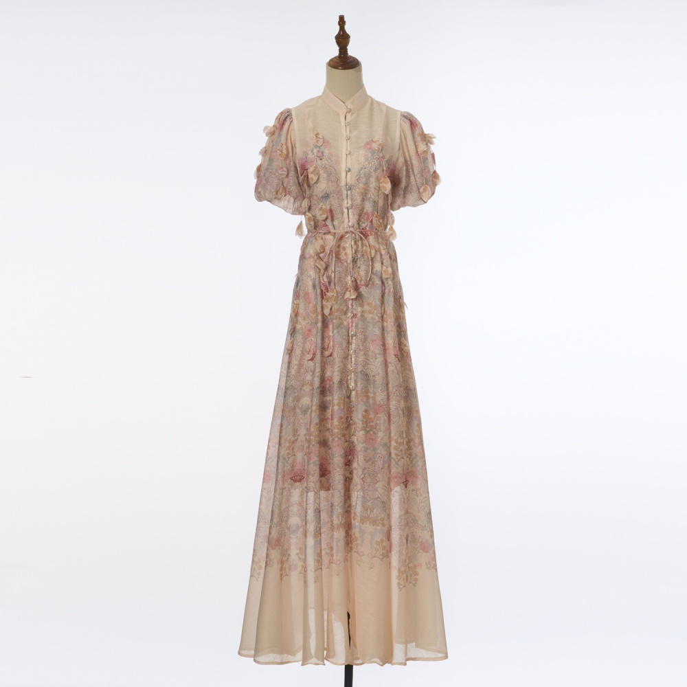 Long high collar dress colors long dress 2pcs set for women