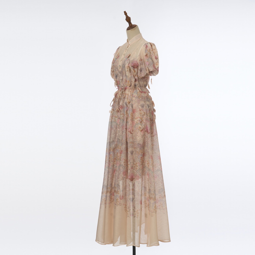 Long high collar dress colors long dress 2pcs set for women