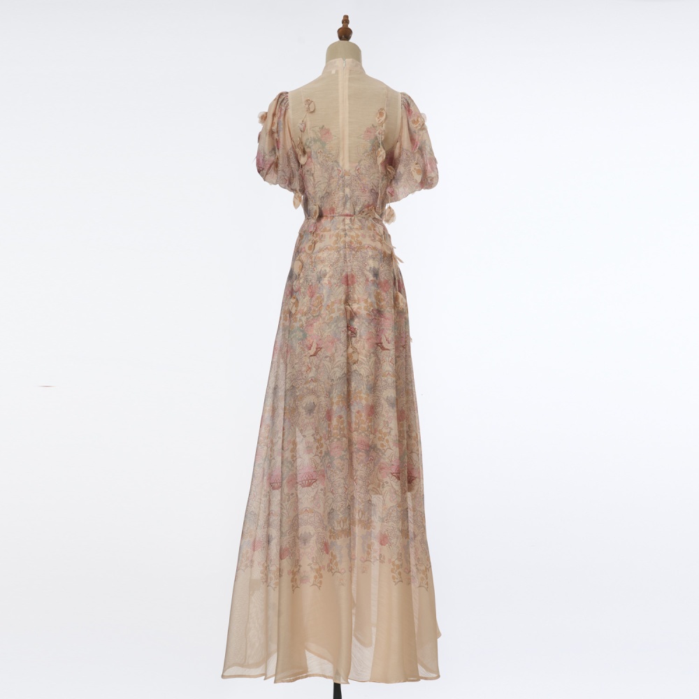 Long high collar dress colors long dress 2pcs set for women
