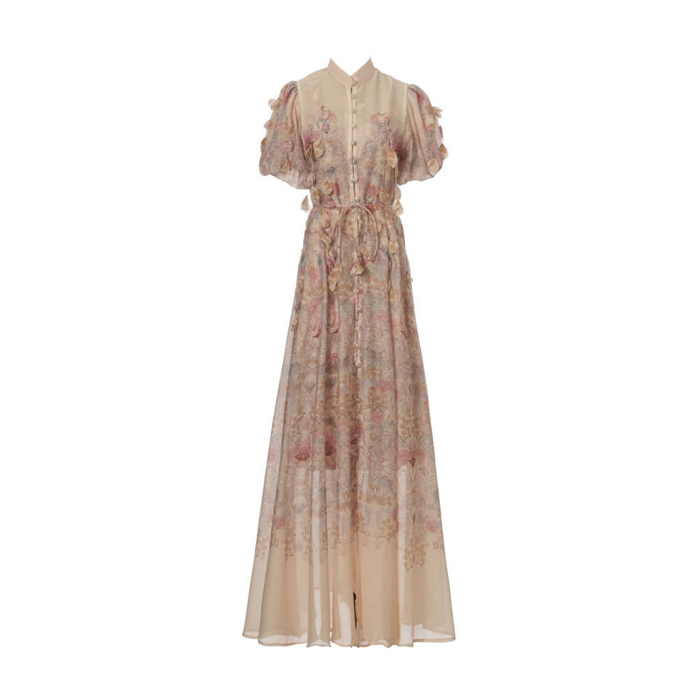 Long high collar dress colors long dress 2pcs set for women