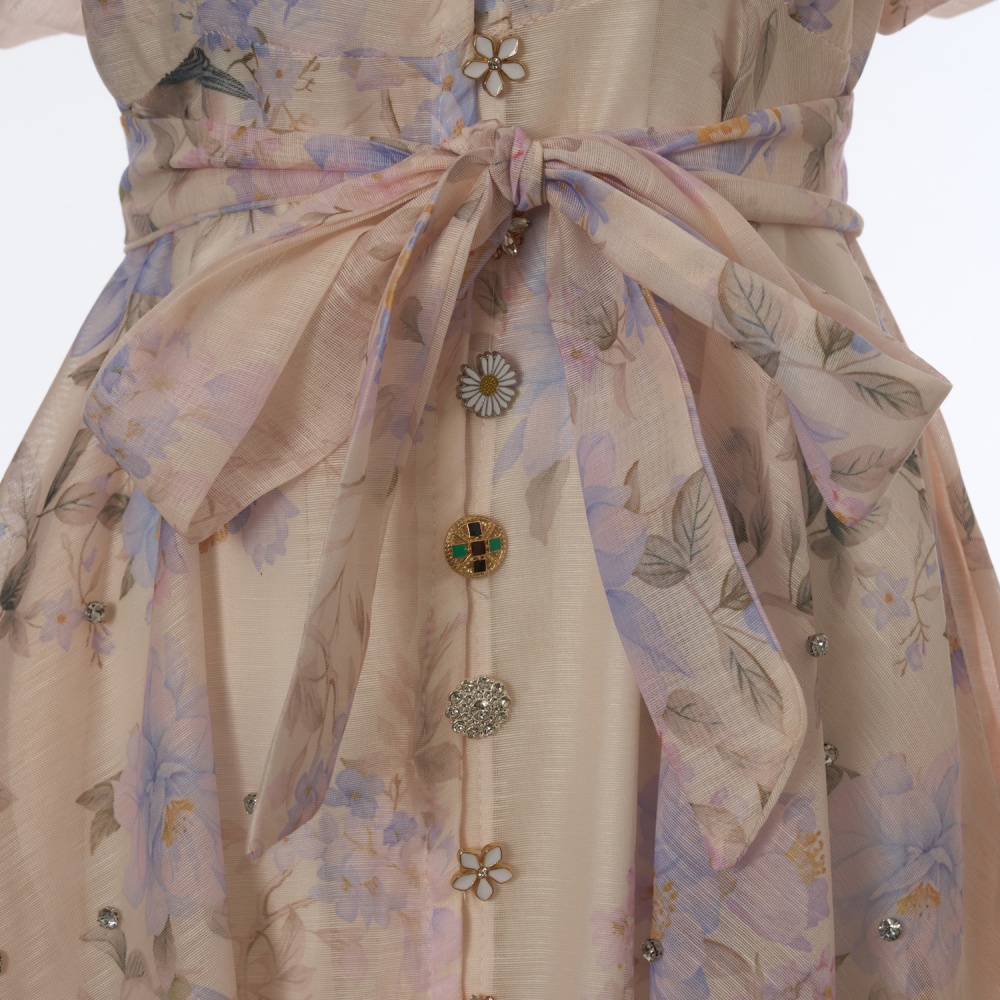 Long luxurious with sling silk linen dress