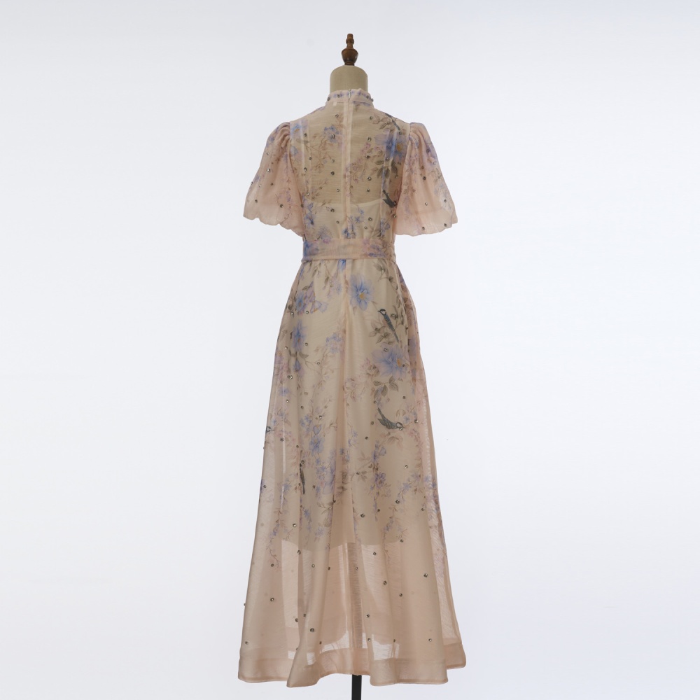 Long luxurious with sling silk linen dress
