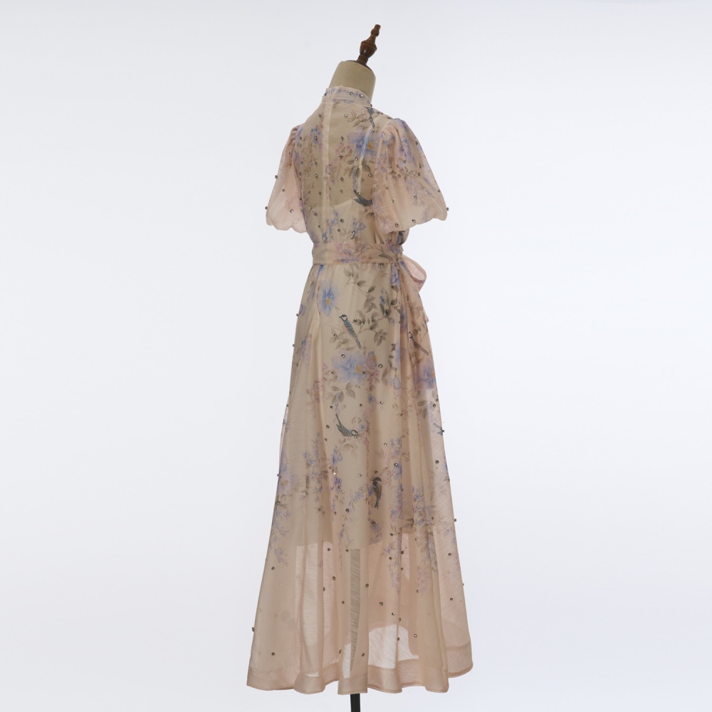 Long luxurious with sling silk linen dress