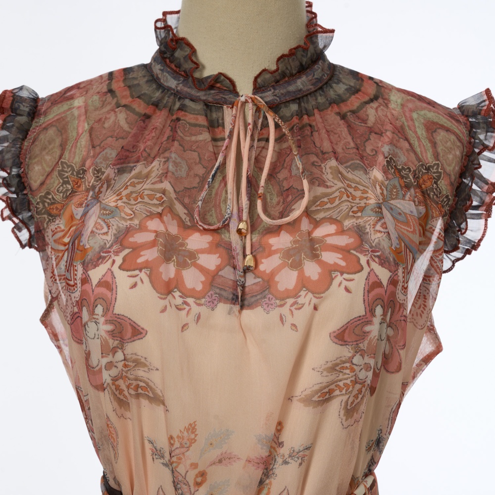 Sleeveless short printing elegant style spring tops a set